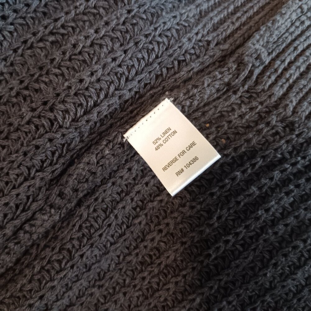 Garnet Hill Navy cardigan sweater with collared neckline / Size XS - Picture 6 of 7